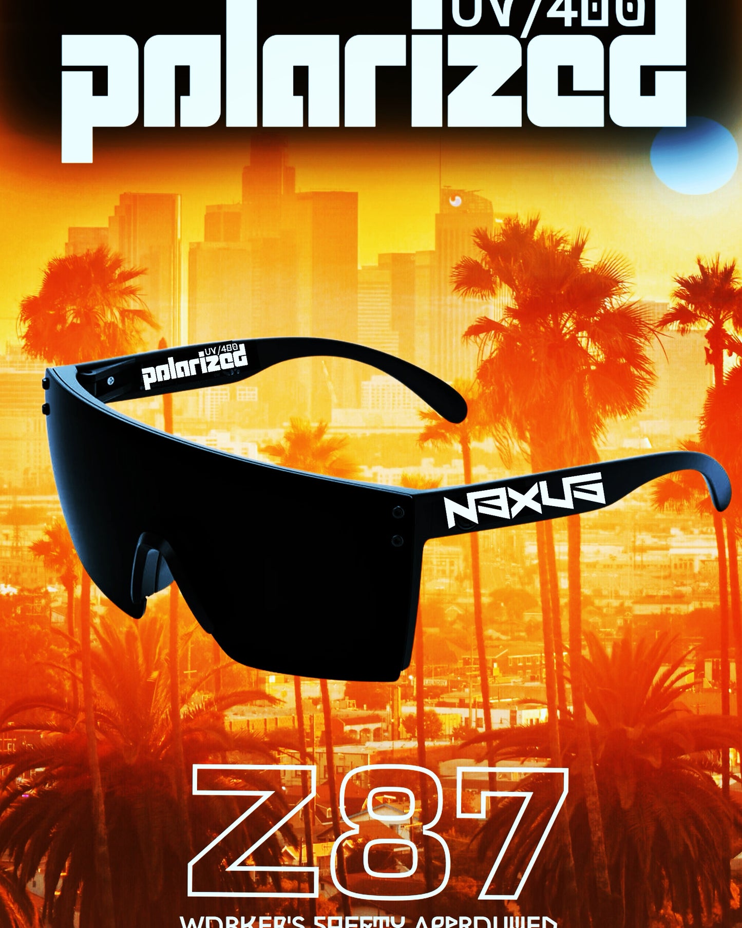 Nexus Brandz California black Shadow Shades Polarized UV/400 Ansi Z87