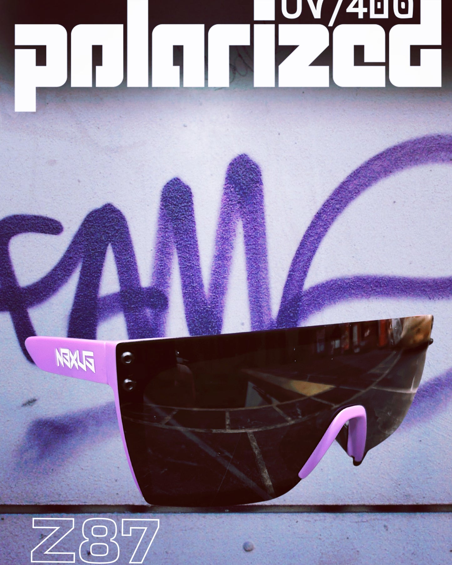 Nexus Brandz Polarized UV/400 Black lens/Purple Heaven frame Ansi Z87