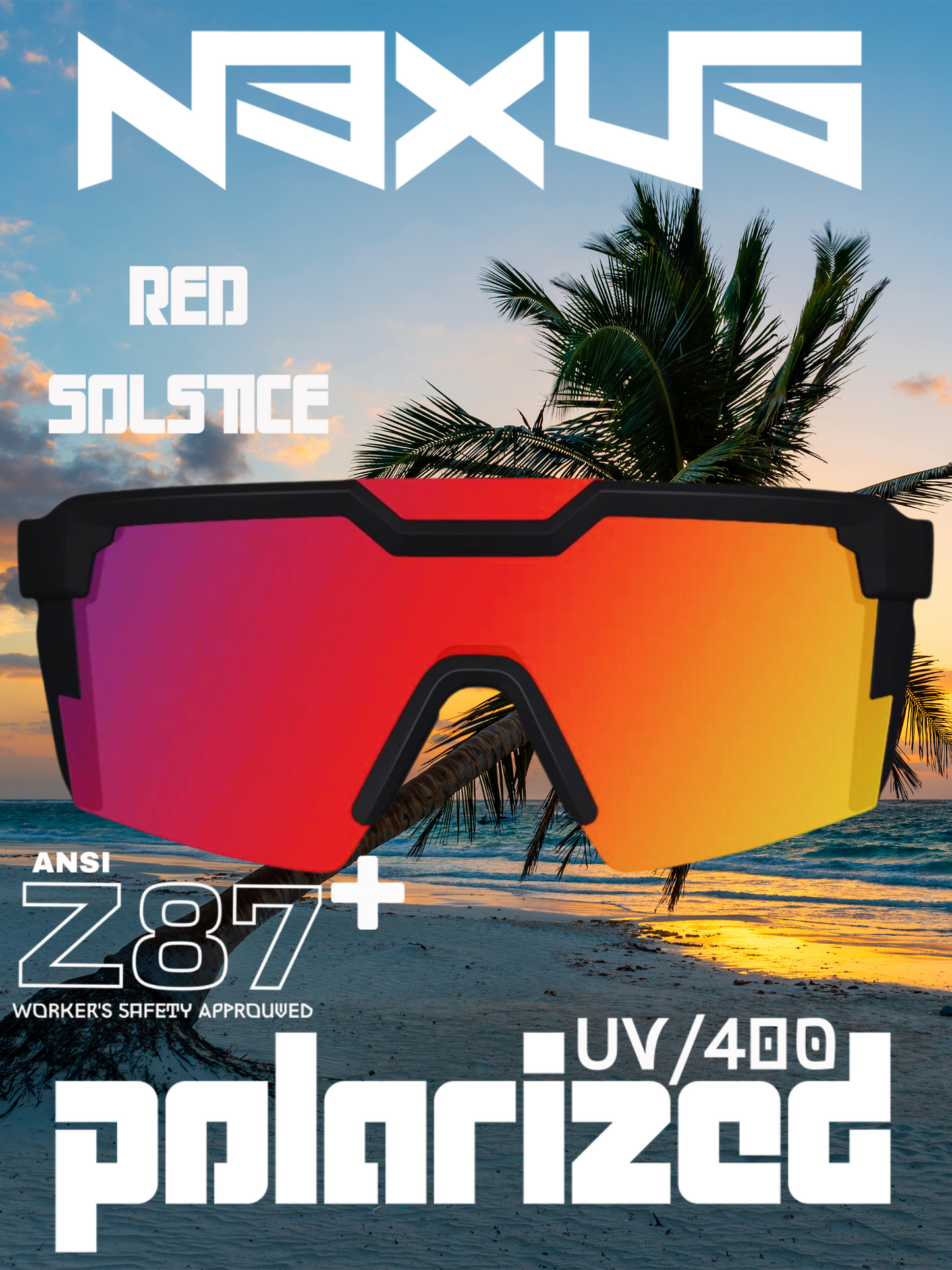 Nexus Brandz Eclipse Red Solstice Polarized UV/400 Ansi Z87+ Shades